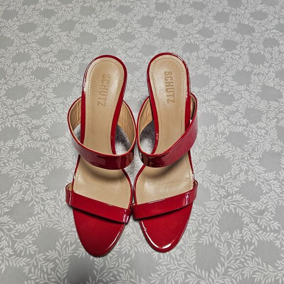 Shutz Sandals Size 9.5 Red 4 Inch Stiletto High Heel - Picture 3 of 8